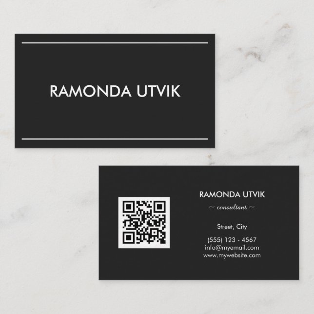 Carte De Visite Élégant Moderne avec code QR (Devant / Derrière)