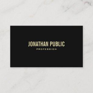 Carte De Visite Elégant moderne Black Gold Texte Elite Plain Luxe