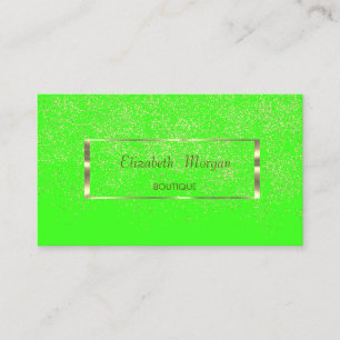 Carte De Visite Élégant Moderne, Cadre Doré, Confettis Vert Néon