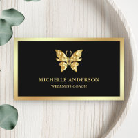 Élégant Moderne Chic Papillon Feuille D'Or Noir