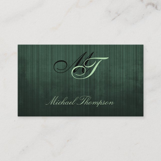 Carte De Visite Élégant moderne Dark Green Métal rustique noir (Devant)