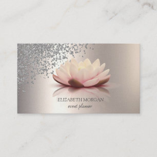 Carte De Visite Élégant Moderne Élégant Argent Diamants Lotus Ivoi