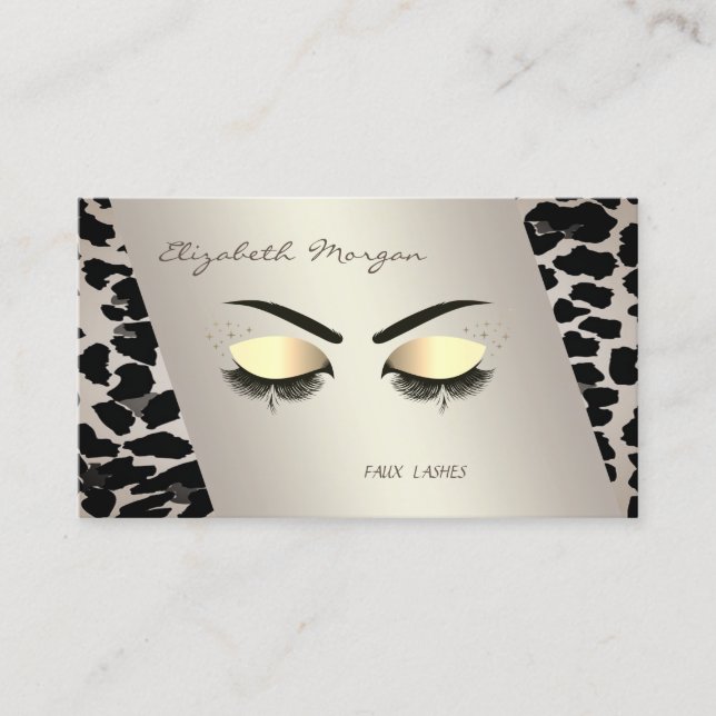 Carte De Visite Elégant Moderne, Empreinte de léopard, Faux Lashes (Devant)