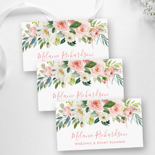Carte De Visite Élégant Moderne Floral Rose Pâle et Verdure