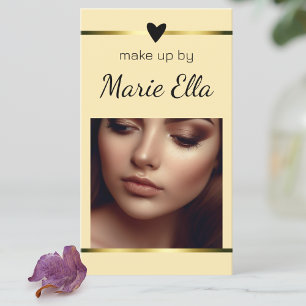 Carte De Visite Elegant moderne Gold Heart Photo QR Code Modèle