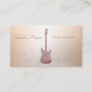 Carte De Visite Elégant Moderne, Guitare Parties scintillant, Prof
