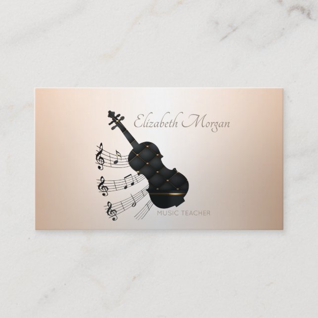 Carte De Visite Elégant Moderne, Guitare, Professeur de Musique (Devant)