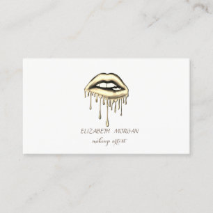 Carte De Visite Élégant, Moderne, Lèvres à gouttes métalliques, Ma