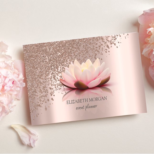 Carte De Visite Élégant Moderne Luxueux Rose Gold Diamants Lotus (Créateur téléchargé)