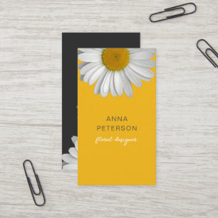 Carte De Visite Élégant moderne minimal marguerite Fleur Jaune Noi