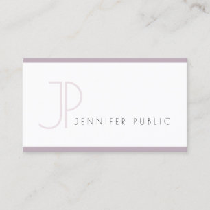 Carte De Visite Élégant moderne minimaliste Cool blanc violet clai