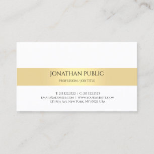Carte De Visite Élégant Moderne Minimaliste Professionnel Or Blanc