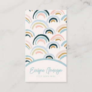 Carte De Visite Élégant moderne Neutre fait main Rainbow Boho Chic