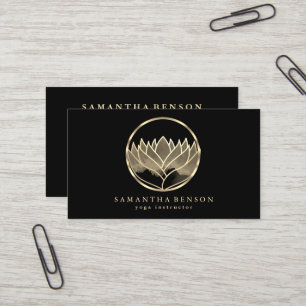 Carte De Visite Élégant Moderne Or Lotus Logo Élégant Cuivre 