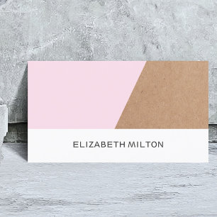 Carte De Visite Élégant Moderne Papier Kraft Rose Géométrique Blan