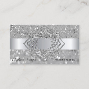 Carte De Visite Élégant, moderne, Parties scintillant argent Bokeh