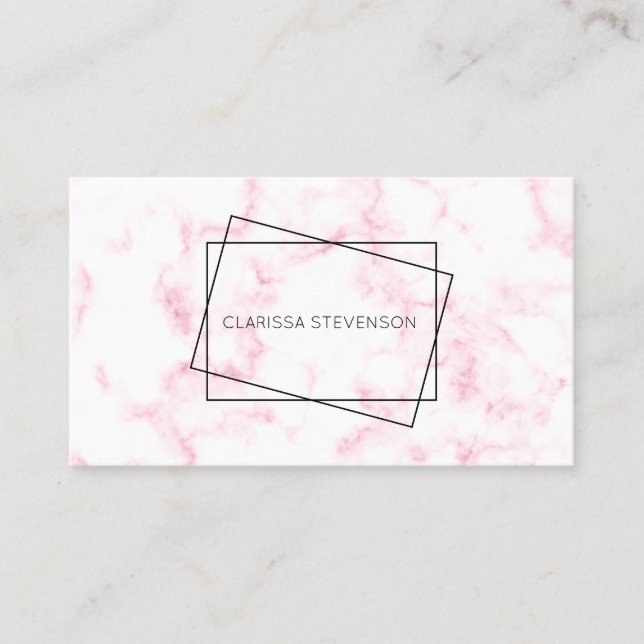 Carte De Visite élégant moderne pastel rose et blanc faux marbre (Devant)