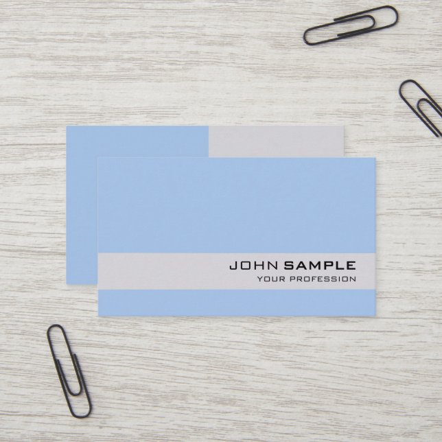 Carte De Visite Élégant Moderne Professionnel Simple Pastel Bleu (Devant/Arrière en situation)