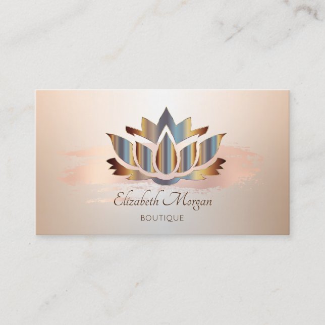 Carte De Visite Élégant Moderne, Rose Brush Or Stroke Lotus (Devant)