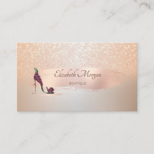 Carte De Visite Élégant moderne, Rose Brush Stroke, talons hauts