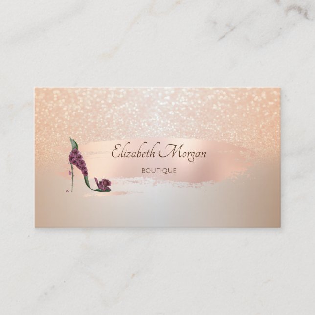 Carte De Visite Élégant moderne, Rose Brush Stroke, talons hauts (Devant)
