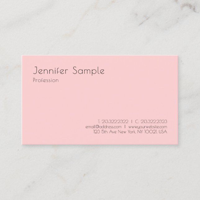 Carte De Visite Élégant moderne rose pâle blanc Modèle simple (Devant)