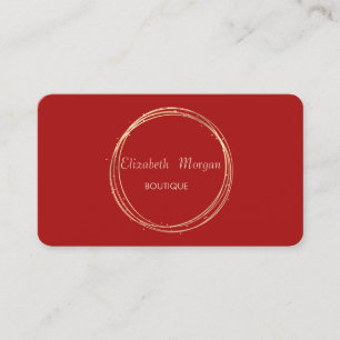 Carte De Visite Elégant moderne, Rouge, Cercle Or