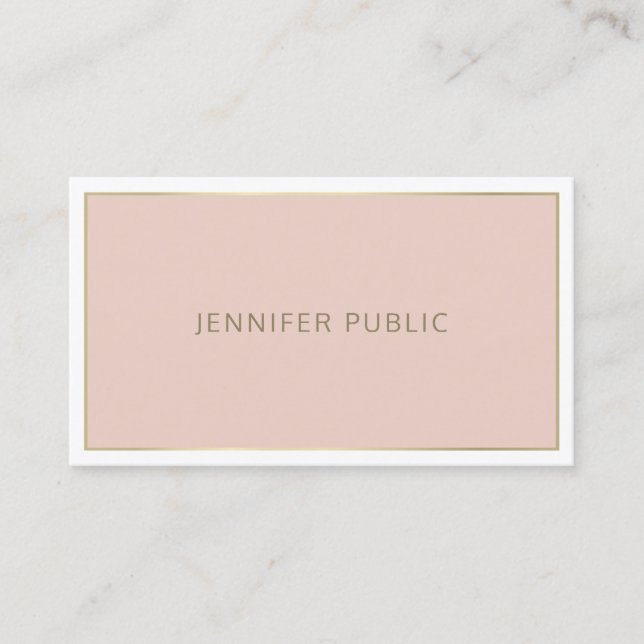 Carte De Visite Élégant moderne simple Artistic Pink Gold Frame (Devant)