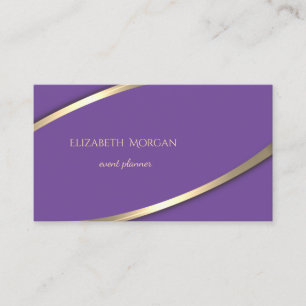Carte De Visite Élégant Moderne Simple Violet, Rayure Dorée