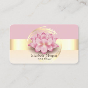 Carte De Visite Elégant Moderne Stripe Lotus Pink Or