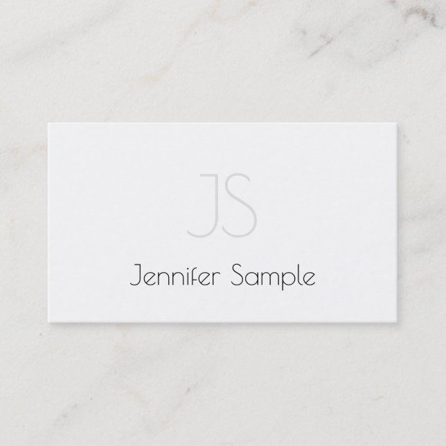 Carte De Visite Elégant Monogram Design Elite Sleek Plain Luxe (Devant)