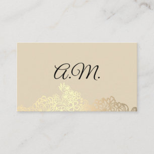 Carte De Visite Élégant Monogram Gold Floral