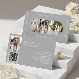 Carte De Visite Elegant Monogram Wedding Photographer Arch Photos