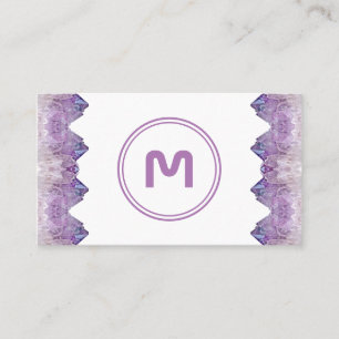 Carte De Visite Élégant monogramme améthyste violet bicolore biton
