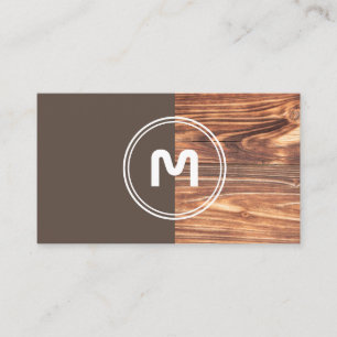 Carte De Visite Élégant monogramme bois carpenter deux tons brun