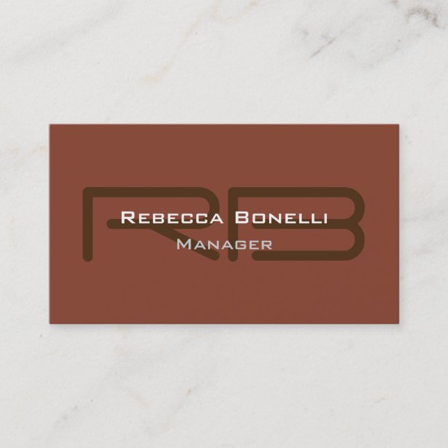 Carte De Visite Élégant Monogramme Brown Minimaliste Plain simple (Devant)