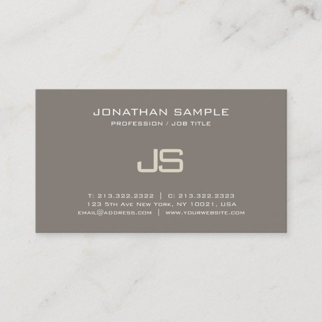 Carte De Visite Élégant Monogramme Design Moderne Professionnel Pl (Devant)
