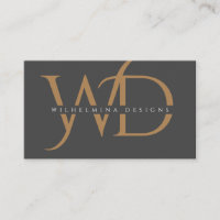 Élégant Monogramme d'or gris foncé Minimaliste de