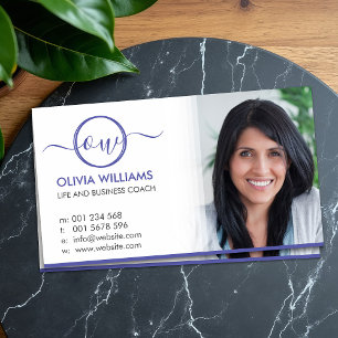 Carte De Visite Élégant Monogramme et photo