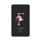 Élégant Monogramme F Rose Floral Rose noir