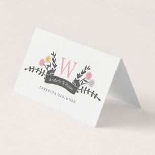 Carte De Visite Élégant Monogramme Floral Vintage
