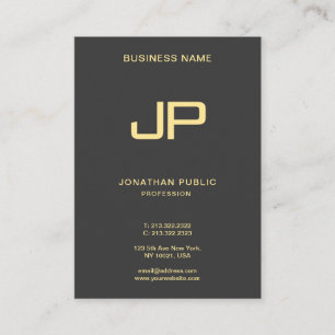 Carte De Visite Élégant Monogramme Initial Luxe Mighty Black Gold