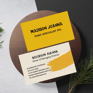 Carte De Visite Élégant Monogramme Jaune Professionnel Minimaliste