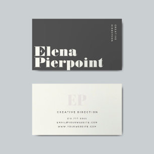 Carte De Visite Élégant Monogramme minimaliste moderne Gris profes