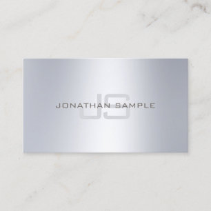 Carte De Visite Élégant Monogramme minimaliste Silver Look Plain L