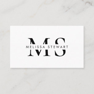 Carte De Visite Élégant monogramme moderne noir blanc professionne