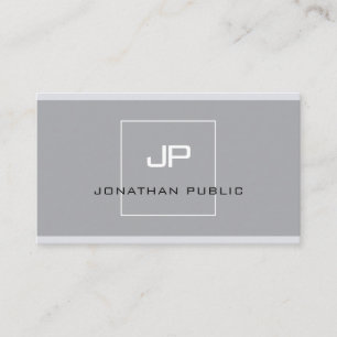 Carte De Visite Élégant Monogramme Moderne Simple Grey Professionn