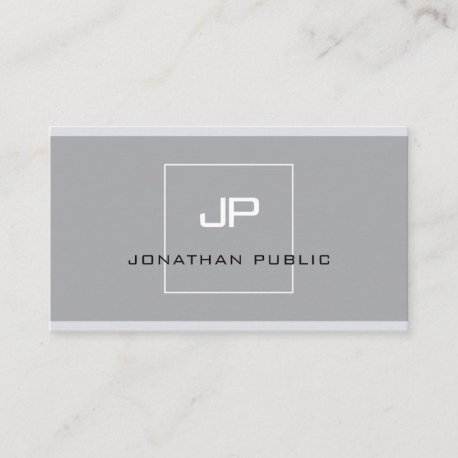 Carte De Visite Élégant Monogramme Moderne Simple Grey Professionn (Devant)