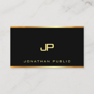 Carte De Visite Élégant Monogramme Or Glam Plain Moderne Luxe