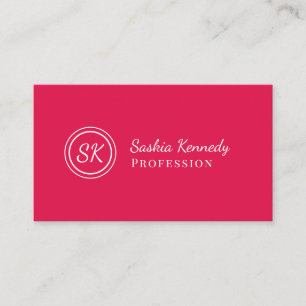 Carte De Visite Élégant Monogramme professionnel Cherry Red Scri